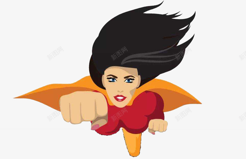 超人妈妈png免抠素材_新图网 https://ixintu.com 万能妈妈 励志 女性 拳头 橘黄色 母亲 超人妈妈 飞行