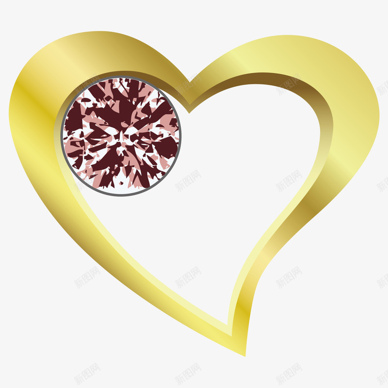 爱心黄金和漂亮的钻石png免抠素材_新图网 https://ixintu.com 挂件 爱心 珠宝 钻石 黄金