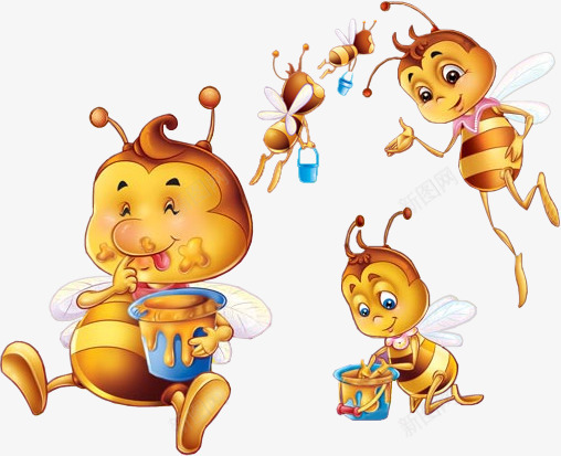 卡通蜜蜂蜂王png免抠素材_新图网 https://ixintu.com 卡通 可爱 翅膀 蜂蜜罐 蜜蜂 黄色