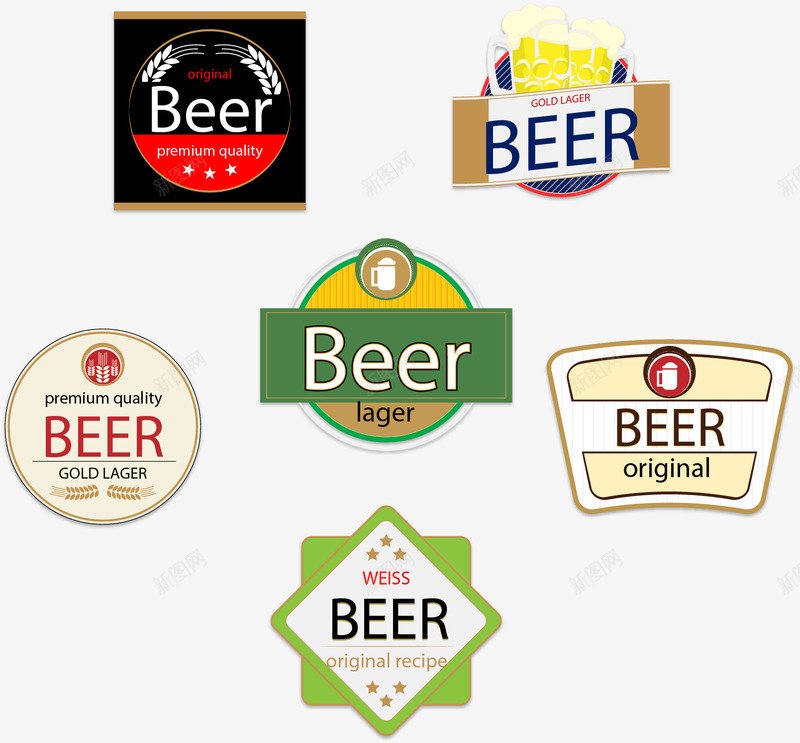 手绘啤酒标签图标png_新图网 https://ixintu.com 啤酒标签 啤酒瓶贴 图标 手绘 装饰标签