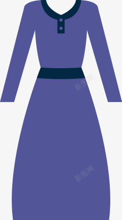 女装真丝卡通蓝色长裙高清图片