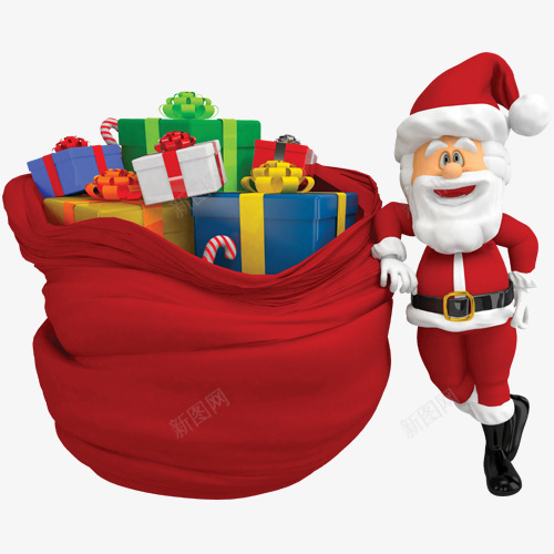 可爱的圣诞老人与礼包png免抠素材_新图网 https://ixintu.com 卡通人物 可爱的圣诞老人与礼包 圣诞节元素 礼包 礼品