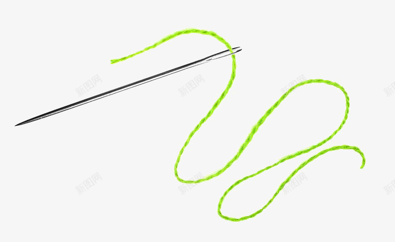 一根穿着线的针png免抠素材_新图网 https://ixintu.com 做衣服 绿色的线 针 针线