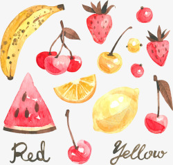 红黄两色水果矢量图素材