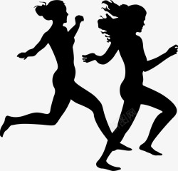 奔跑女性裸体人物剪影高清图片