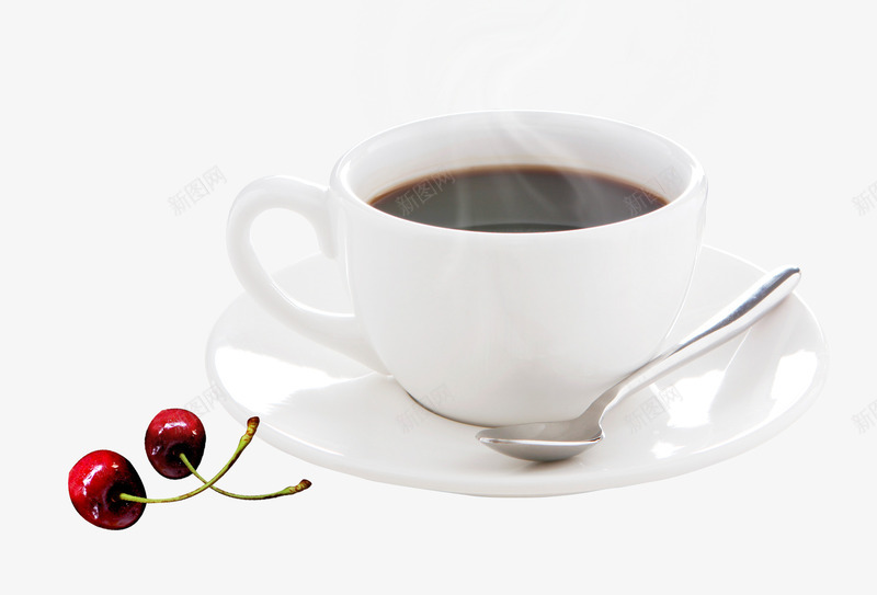 一杯咖啡png免抠素材_新图网 https://ixintu.com 一杯 咖啡 樱桃 白色 饮料