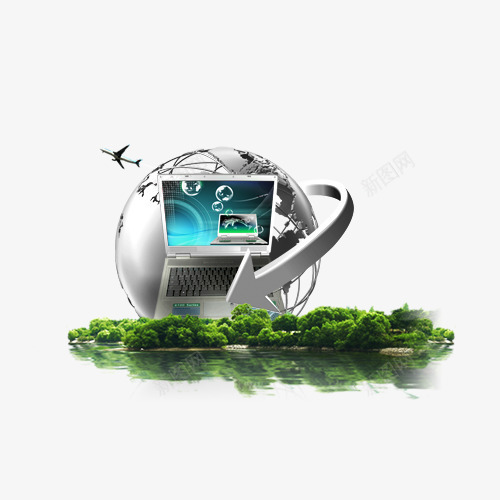 地球生态电脑元素png免抠素材_新图网 https://ixintu.com 生态环境保护地球 电脑 科技感