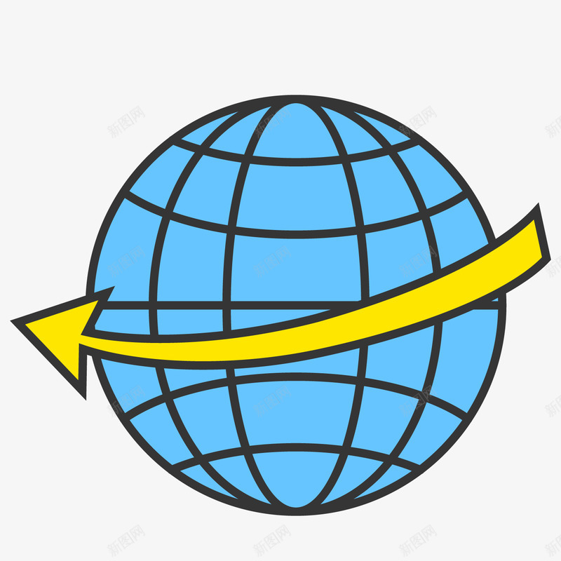 一个手绘的地球转动的图标矢量图ai_新图网 https://ixintu.com 一个图标 地球 扁平化 手绘 标志 转动 黄色箭头 矢量图