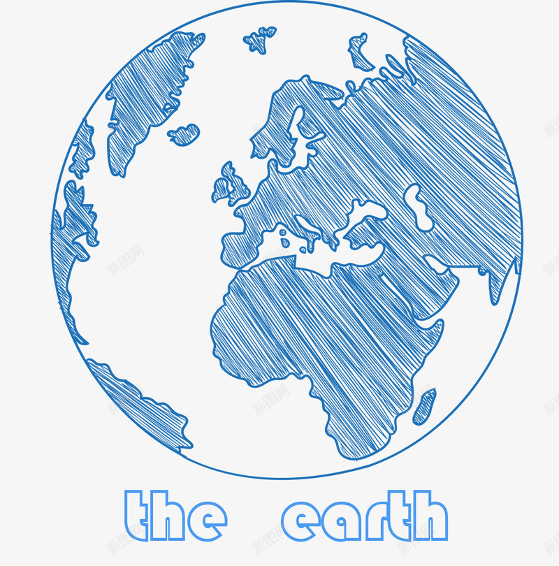 蓝色手绘地球图标png_新图网 https://ixintu.com png 图标 手绘地球 蓝色