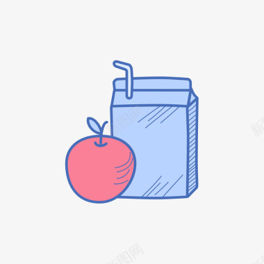 彩色手绘食物苹果元素图标图标