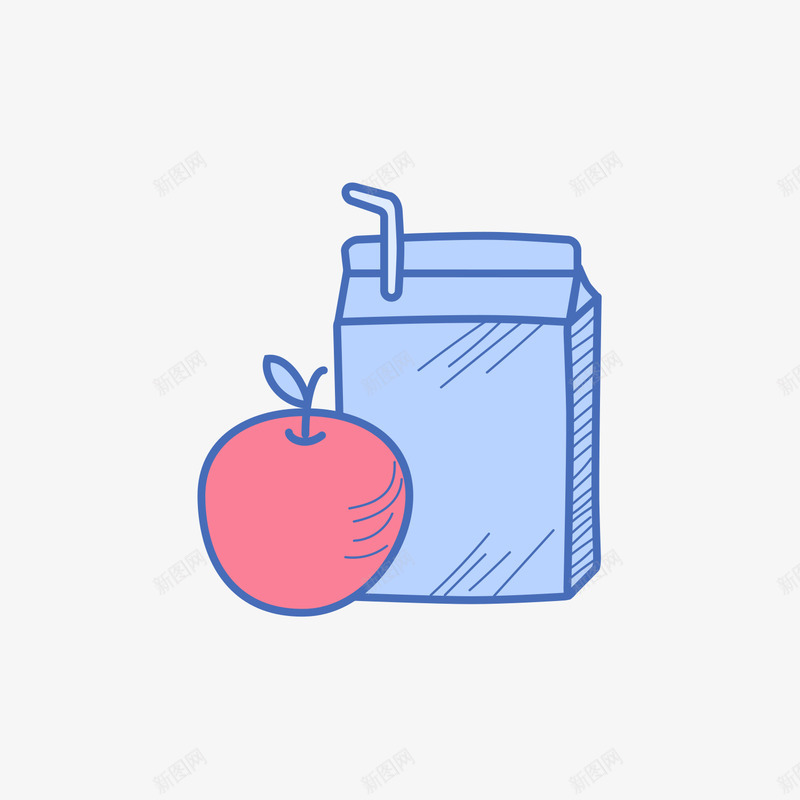 彩色手绘食物苹果元素图标png_新图网 https://ixintu.com 卡通图标 彩色 扁平化 手绘 水果 牛奶 美食 食物