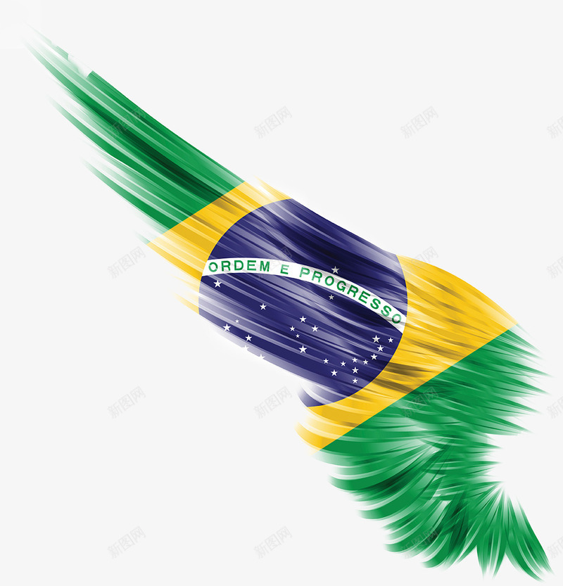 巴西国旗png免抠素材_新图网 https://ixintu.com 创意翅膀 国旗 巴西 巴西国旗 旗帜