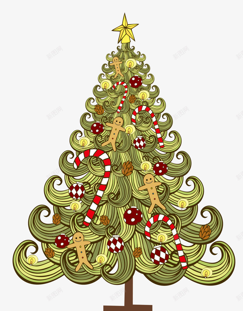 绿色创意拐杖圣诞树png免抠素材_新图网 https://ixintu.com Christma Christmas Merry 圣诞快乐 圣诞节 小人饼干 拐杖糖果