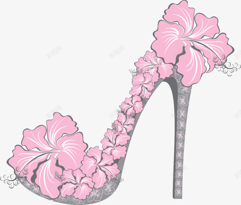 粉色高跟鞋png免抠素材_新图网 https://ixintu.com 女性用品 生活用品 花卉 鞋子女鞋 高跟鞋 鲜花