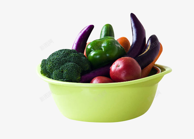 绿色洗菜篮子png免抠素材_新图网 https://ixintu.com 厨房食材 洗菜 篮子里的水果 蔬菜水果实物