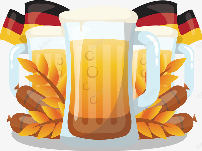 德国小麦啤酒节png免抠素材_新图网 https://ixintu.com 啤酒 啤酒节 小麦 德国啤酒节 矢量png 金色麦穗