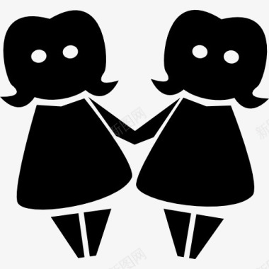 双子座女性双胞胎夫妇象征图标图标