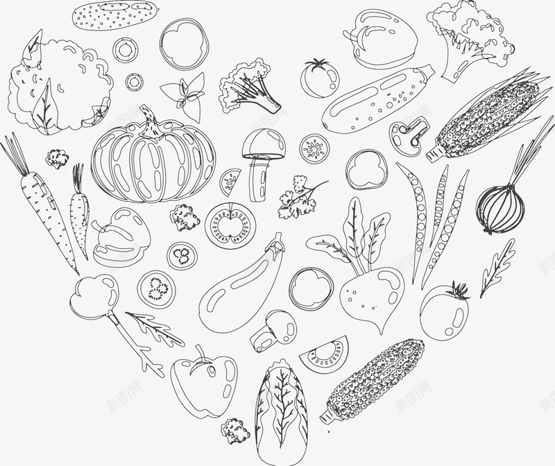 心形手绘卡通版可爱蔬菜图案png免抠素材_新图网 https://ixintu.com 卡通 手绘 蔬菜