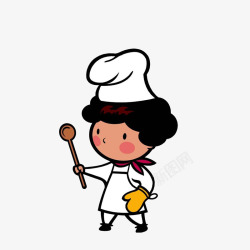卡通拿木勺戴手套的女厨师素材