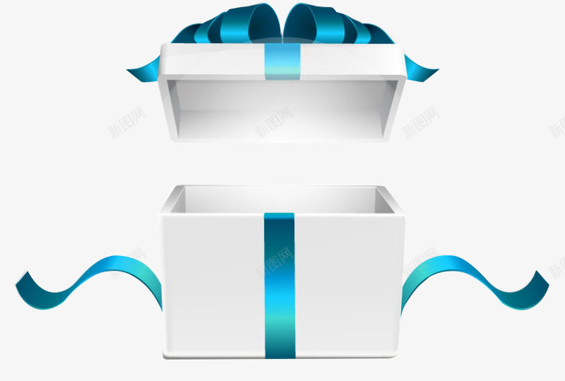 打开的礼品盒png免抠素材_新图网 https://ixintu.com 丝带 打开 礼品盒 蓝色