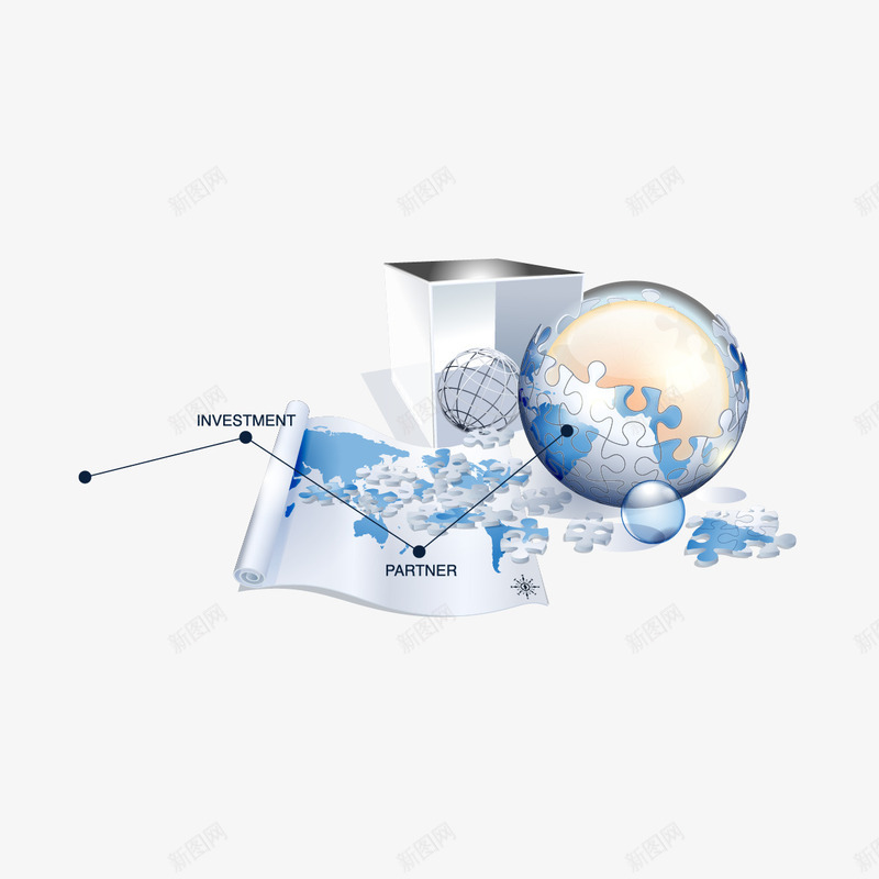 商务科技矢量图ai免抠素材_新图网 https://ixintu.com 商务素材 地球 折线 科技纹理 矢量图