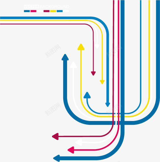彩色箭头路线png免抠素材_新图网 https://ixintu.com 弧线 弯曲 曲线 科技 科技弧线 箭头 线条 路线