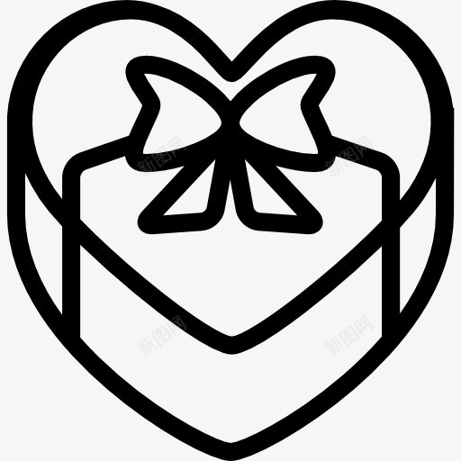 心形礼品盒用丝带图标png_新图网 https://ixintu.com 圣诞礼物 礼品 礼物