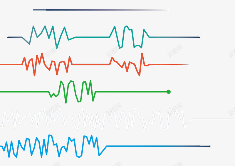 心电图曲线矢量图eps免抠素材_新图网 https://ixintu.com 彩色心电图线 心电图 心电图线 曲线 矢量图