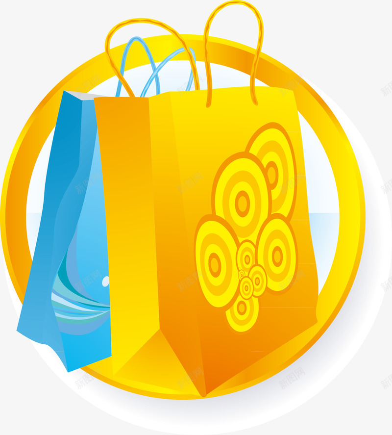 购物袋超市礼品元素png免抠素材_新图网 https://ixintu.com 手提袋AI 温馨 礼物 过节 金黄色