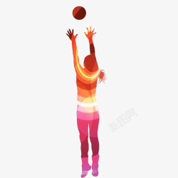 排球手女运动员打排球剪影高清图片