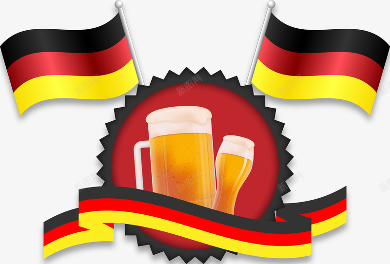 德国啤酒节图标png_新图网 https://ixintu.com 啤酒 啤酒节 国旗 图标 德国 飘带