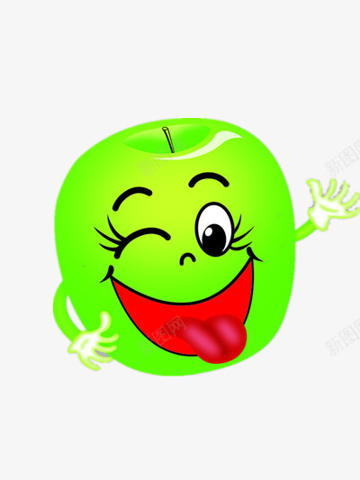 卡通的彩色的苹果png免抠素材_新图网 https://ixintu.com 吐舌头 眯眼 素材 调皮