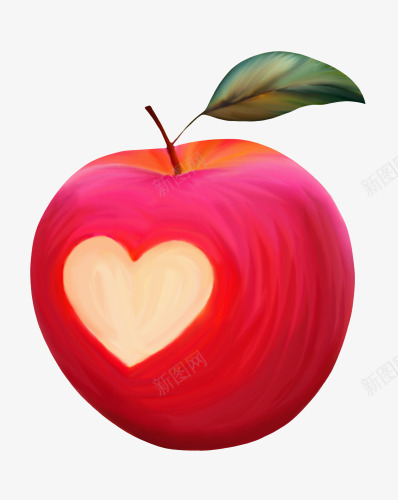 214情人节爱心苹果png免抠素材_新图网 https://ixintu.com 水果 爱心 红色 红苹果