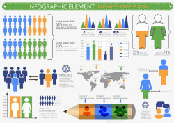 分布图与男女比例素材