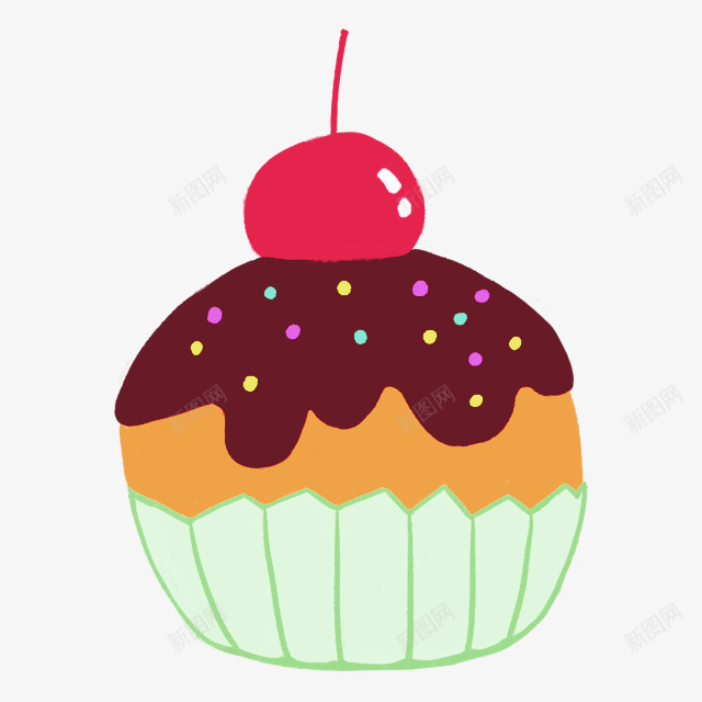 奶油樱桃小蛋糕卡通手绘png免抠素材_新图网 https://ixintu.com 卡通 卡通蛋糕 樱桃 蛋糕 蛋糕卡通