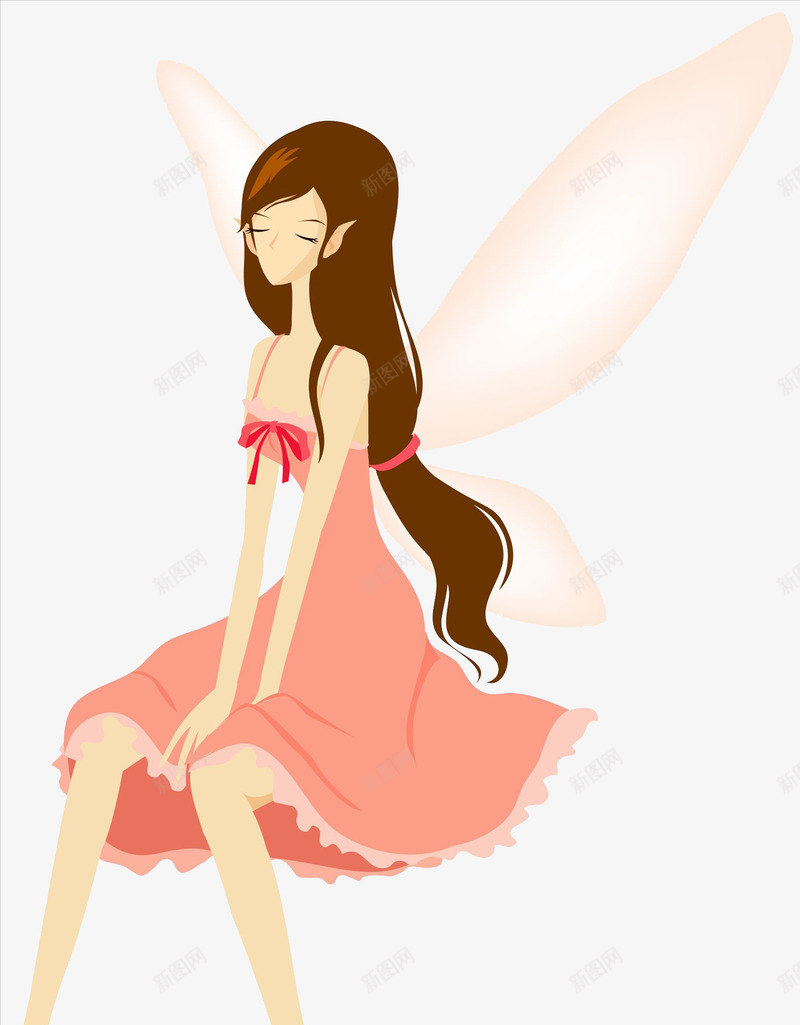 卡通戴着翅膀的女人图png免抠素材_新图网 https://ixintu.com 仙子 卡通 天使 女人 模特 漂亮的 粉色的 翅膀