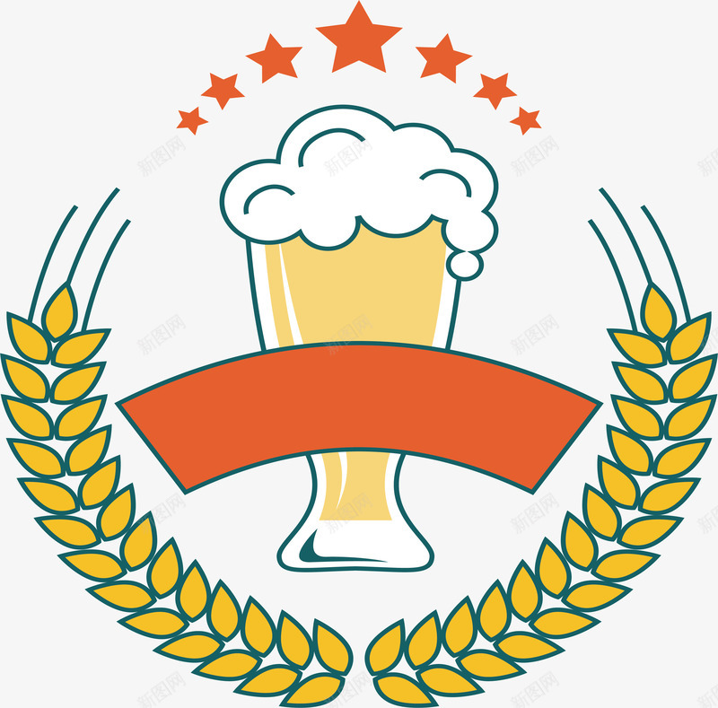 小麦装饰圆形标签png免抠素材_新图网 https://ixintu.com 啤酒 啤酒杯 啤酒节 小麦 矢量png 金色小麦