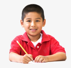 红衣服的小男孩写字的小男孩高清图片