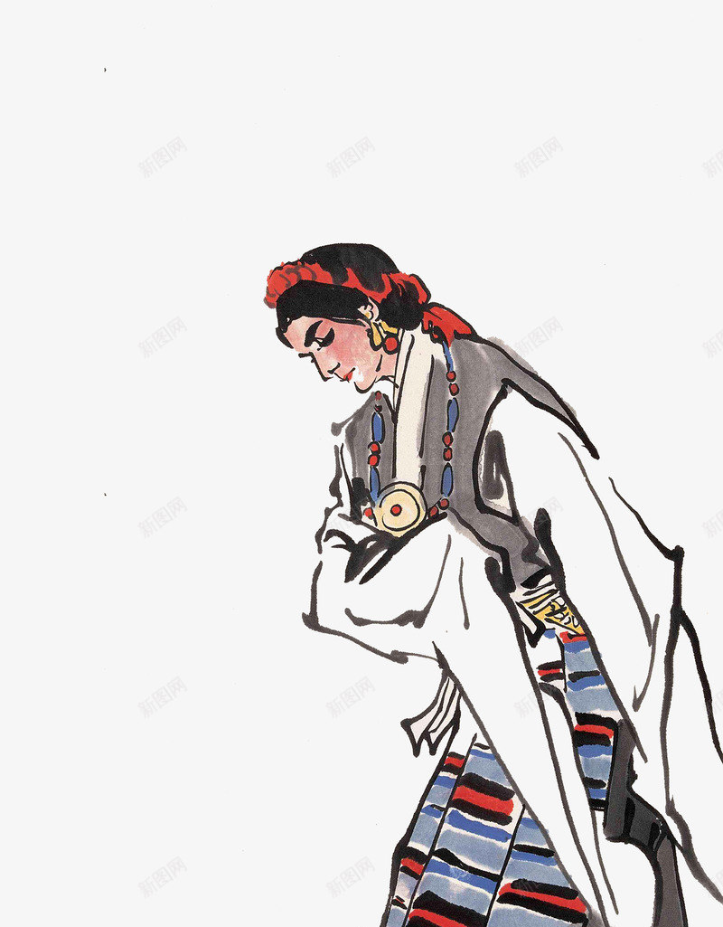 藏族女人水墨png免抠素材_新图网 https://ixintu.com 水墨 藏族 藏族女人 藏族女性