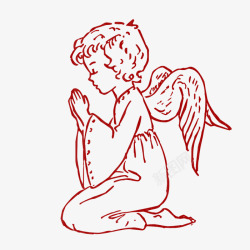 卡通跪拜祈祷的天使高清图片
