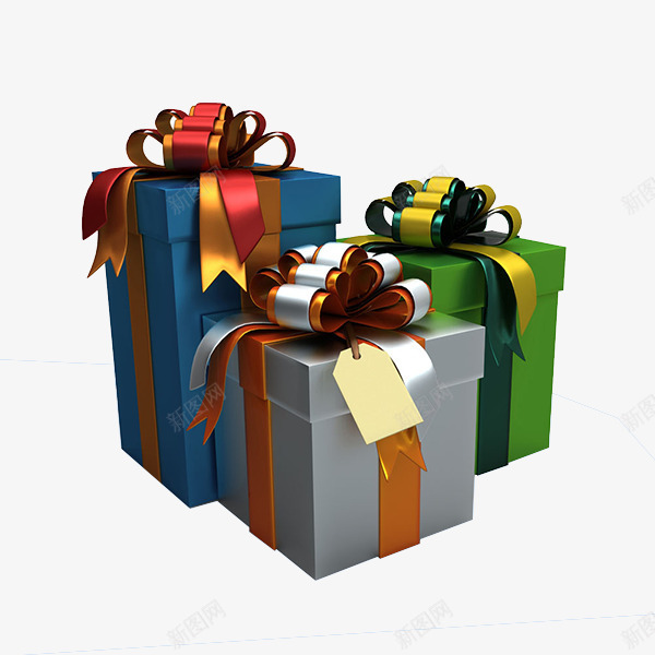 礼物盒子png免抠素材_新图网 https://ixintu.com 包装 灰色 盒子 礼品 绿色 蓝色