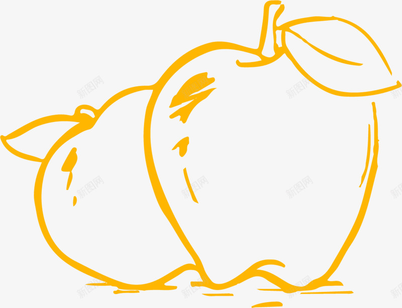儿童手绘黄色苹果png免抠素材_新图网 https://ixintu.com 两个苹果 儿童手绘 画画 童趣 绘画 黄色苹果