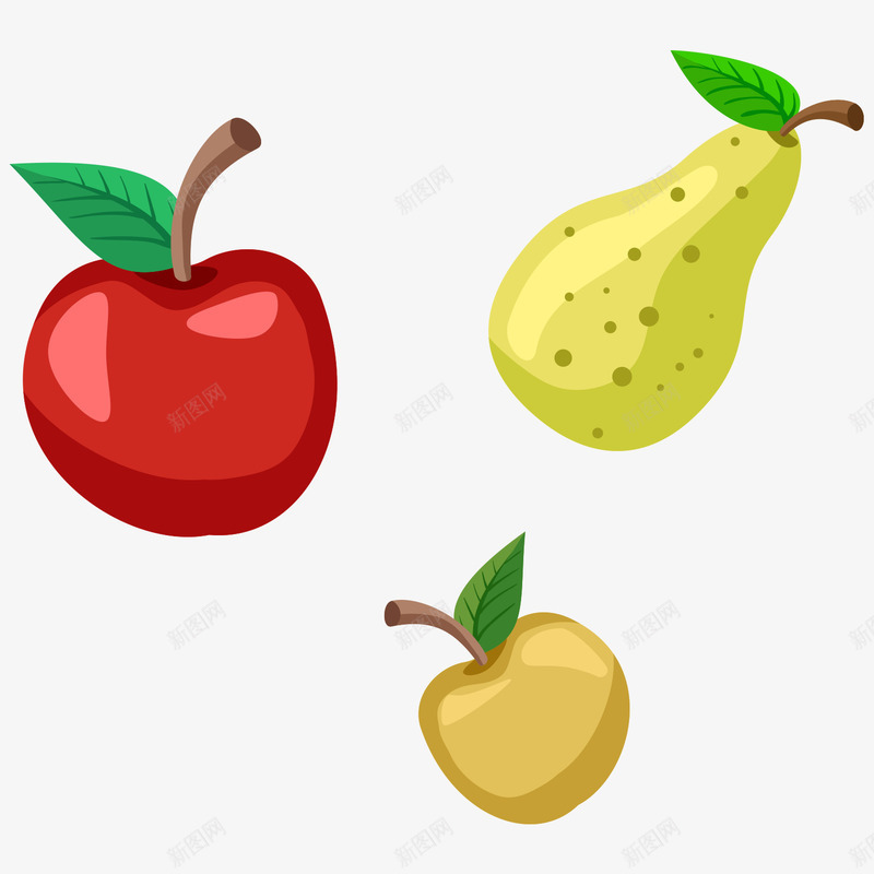 卡通彩色苹果雪梨橘子png免抠素材_新图网 https://ixintu.com 卡通的苹果 彩色的雪梨 矢量的水果 黄色的橘子
