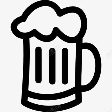 啤酒罐手工绘制的轮廓图标图标