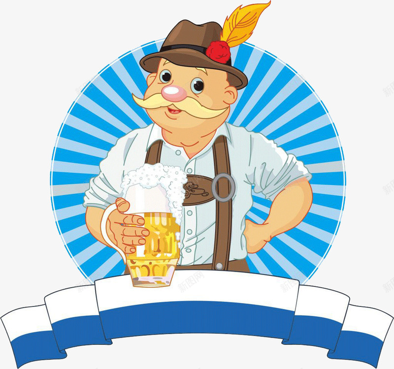 喝啤酒的大叔png免抠素材_新图网 https://ixintu.com 卡通 啤酒 大叔 猎人
