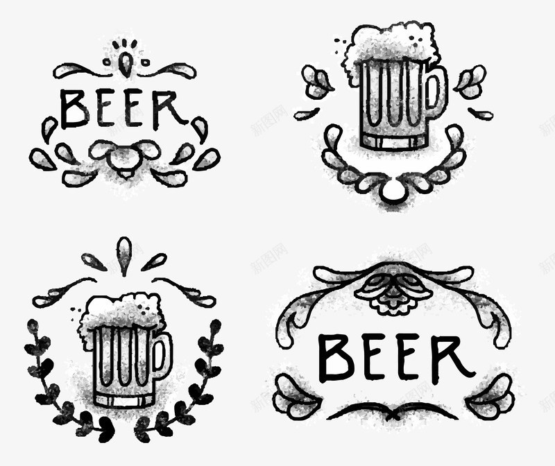 手绘啤酒beer图标矢量图ai_新图网 https://ixintu.com beer 啤酒 图标 手绘 矢量图