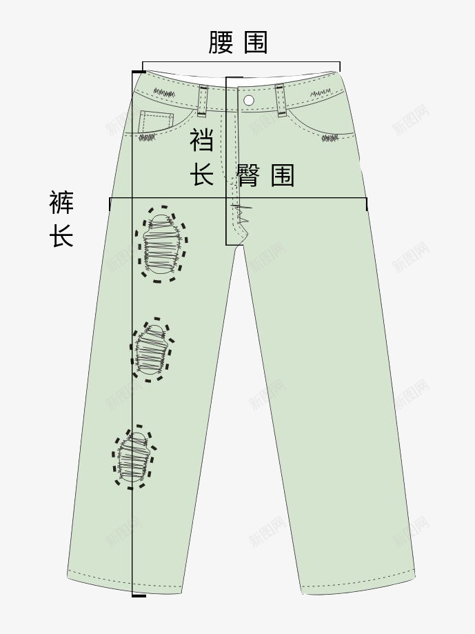长裤尺寸图png免抠素材_新图网 https://ixintu.com 尺寸图 测量图 衣服测量图 裤子 长裤