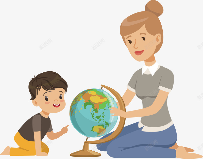 正在教孩子看地球的母亲矢量图eps免抠素材_新图网 https://ixintu.com 地球 地球PNG 手绘 手绘地球 母亲 矢量母亲 矢量图