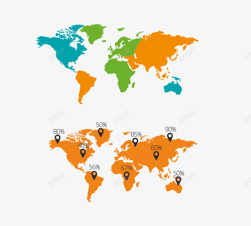 地球平面图png免抠素材_新图网 https://ixintu.com PPT 占比数 商务 地球平面图