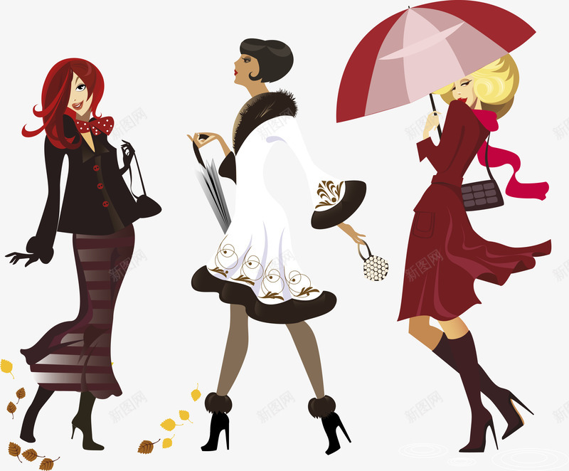 行走的美女png免抠素材_新图网 https://ixintu.com 撑着伞的女性 穿白大衣的女性 穿高跟鞋的美女